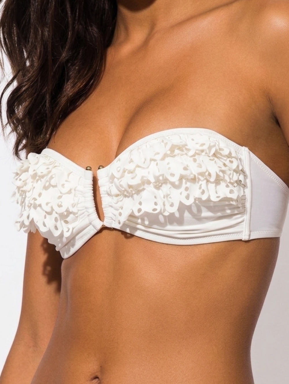 Bcbgmaxazria Luiza White Laser Cut Strapless Bikini Top Bandeau Size Small